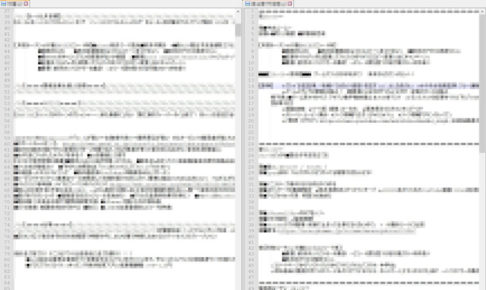 NotePadで2列のメモ帳になっている状態の画面キャプ